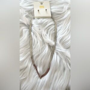 Silver Herringbone Necklace and Earrings